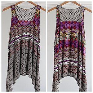 Mara Hoffman - Geometric Print Trapeze Tunic or Swim Cover, Silk Jersey, S